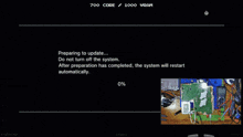 a computer screen that says preparing to update do not turn off the system