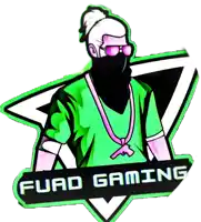 a logo for fuad gaming shows a man wearing sunglasses and a gun