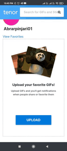 a screenshot of a tenor app showing a panda