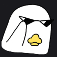 a black and white drawing of a ghost wearing sunglasses and a bikini top .