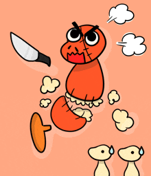 a cartoon character with a knife in his hand