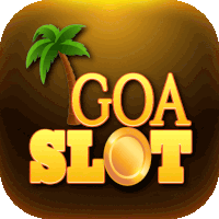 a logo for goa slot with a palm tree and a gold coin