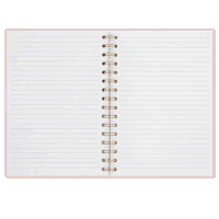 a spiral notebook is open to a page with lines