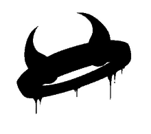 a black and white silhouette of a devil 's horns on a white background .