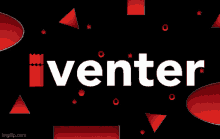 the word venter is on a black background with red triangles