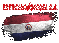 a logo for estrella diesel s.a. with a flag