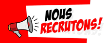 a red and white sign that says nous recruitons on it