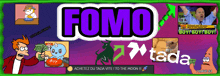 a poster for fomo shows a man holding a stack of money