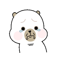 a cartoon bear is crying with a tear coming out of his eye