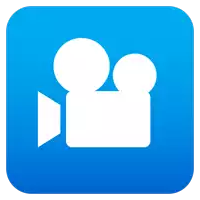 a blue square with a white video camera icon on it