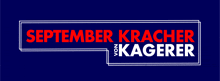 a blue and white sign that says september kracher kagerer