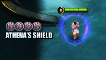 athena 's shield is displayed on a screen with a boxer