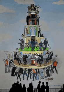 a painting by federico rudolfi shows a pyramid of people