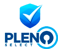 a logo for pleno select with a check mark on a shield