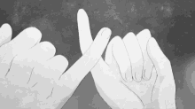 a black and white drawing of two hands making a pinkie promise .