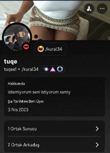 a screenshot of a person 's profile with the name tuge on it