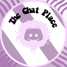 a logo for the chat place with a purple striped background