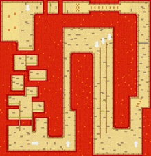 a map of a maze with arrows pointing to different directions