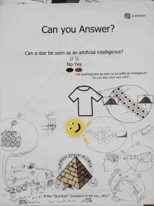 a poster that says " can you answer " at the top