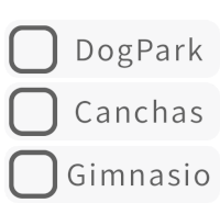 a checklist with the words dog park canchas and gimnasio on it