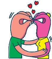 a cartoon drawing of a man and woman kissing