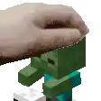 a pixel art of a hand holding a zombie in a minecraft game .