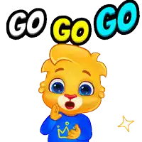 a cartoon character with the words go go go on top of him