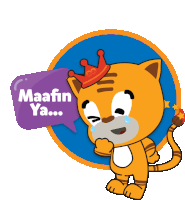 a cartoon cat with a speech bubble that says " maafin ya "