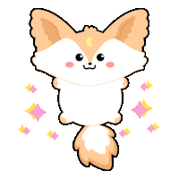 a cartoon drawing of a fox with sparkles around it