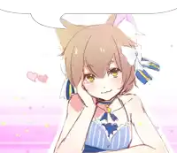 a drawing of a girl with a cat ear and a speech bubble