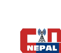 a red and blue logo for nepal with a antenna