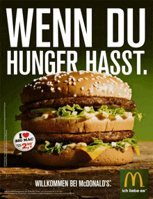 a mcdonald 's advertisement with a big mac on it