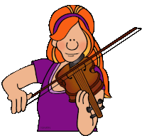 a cartoon drawing of a girl playing a violin