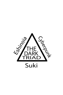 a black and white triangle with the words the dark triad suki on it