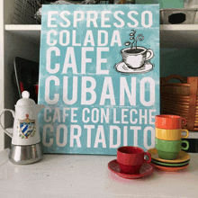 a sign that says espresso colada cafe cubano