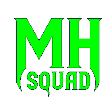 a green logo that says mh squad on a white background