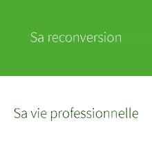 a green and white sign that says sa reconversion sa vie professionnelle