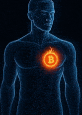 a man with flames coming out of his chest and chest