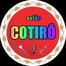 a red circle with the word cotiro in rainbow letters