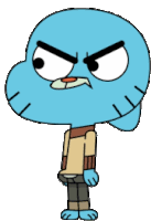 gumball from the amazing world of gumball is looking angry