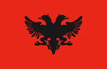 the flag of albania has a black eagle on a red background