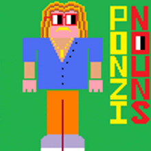 a pixel art drawing of a man with sunglasses and the words zoo n's on the bottom