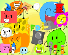 a bunch of cartoon characters with the word bfd on the top