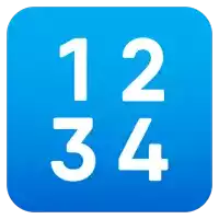 a blue square with the numbers 12 and 34 in white letters