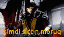 a picture of a skeleton holding chains with the words şimdi sictin moruq