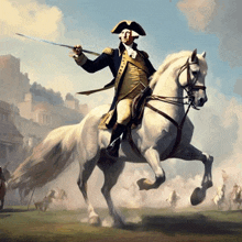 a painting of george washington on a white horse