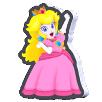 princess peach is wearing a pink dress with a crown on her head