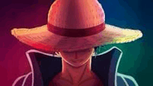 monkey d luffy from one piece is wearing a straw hat and a black coat .