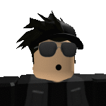 a roblox character wearing sunglasses and a baseball cap .