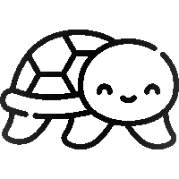 a black and white line drawing of a turtle with a smiling face